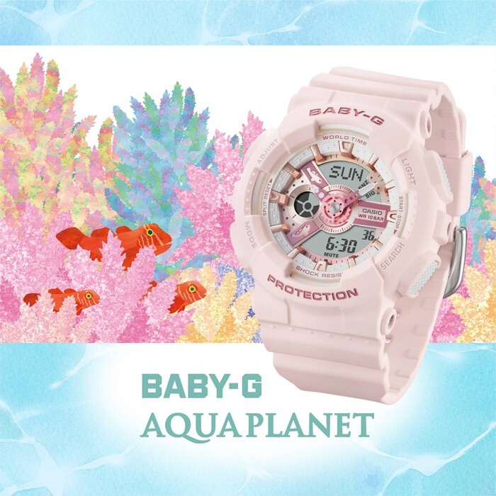 Pre-owned Casio Baby-g Ba-110aq-4a Aqua Planet Joint Limited Edition Watch【taiwan】