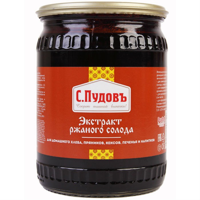 S.Pudov Rye Barley MALT Extract Bread Kvas 650g С.Пудовъ Экстракт ржаного солода
