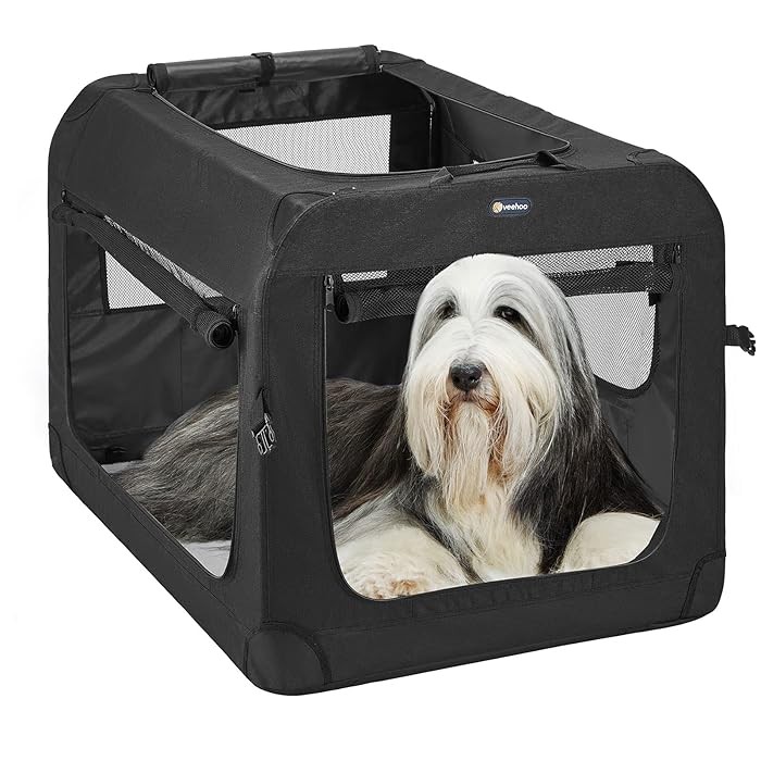 VEEHOO Folding Soft Dog Crate CWB1901 3 - Door Portable Collapsible Pet Kennel