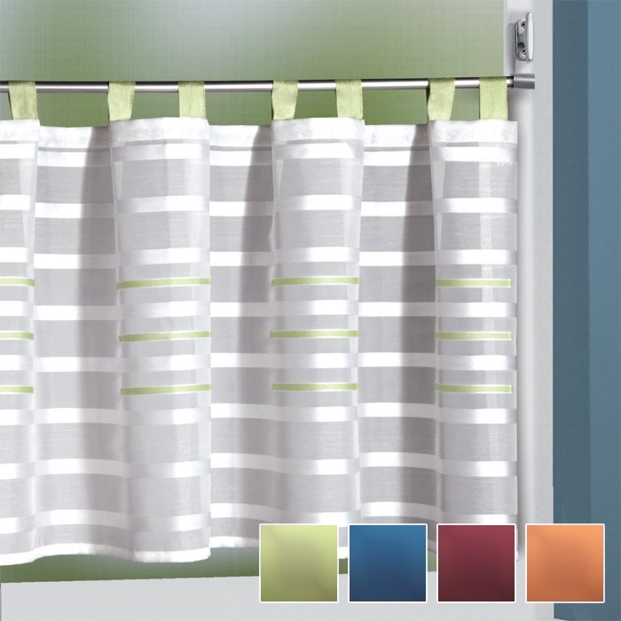 Scheibengardinen Mit Schlaufen 140 X 50 Cm, WeiÃ Mit GrÃ¼N / Blau / Rot / Orange