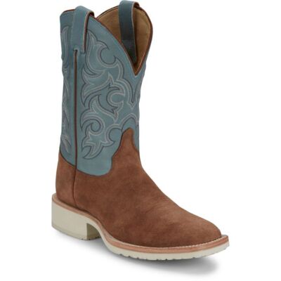 Pre-owned Justin Boots Justin Men's Br390 Alamo 11" Golden Tan (brown) Slip-resistant Roughout Boots