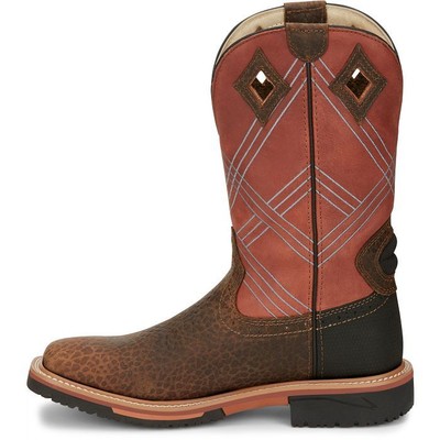 Pre-owned Justin Boots Justin Men's Se4216 Dalhart 12" Caramel (brown) Square Toe Waterproof Work Boots