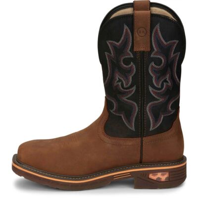 Pre-owned Justin Boots Justin Men's Cr4012 Rustic/brown Electrical Hazard Nano Composite Toe Work Boots