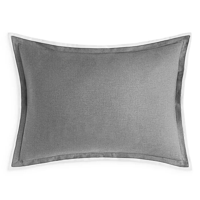 Hudson Park Collection Cashmere Blend King Pillow Sham 20x36in Charcoal + - Picture 1 of 14