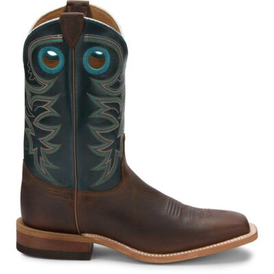Pre-owned Justin Boots Justin Men's Br738 Austin 11" Dark Brown Broad Square Toe Block Heel Boots In Dark Brown (brown)