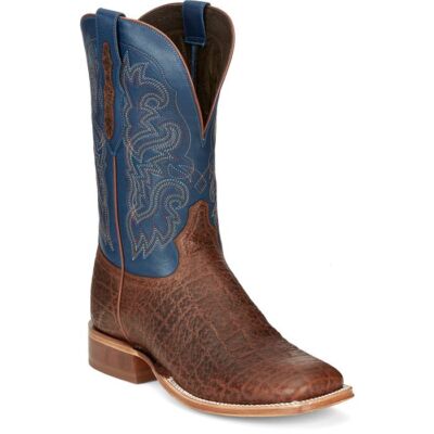 Pre-owned Tony Lama Men's Tl3020 Jinglebob 11" Brown Square Toe Stockman Heel Cowboy Boots In Cognac (brown)