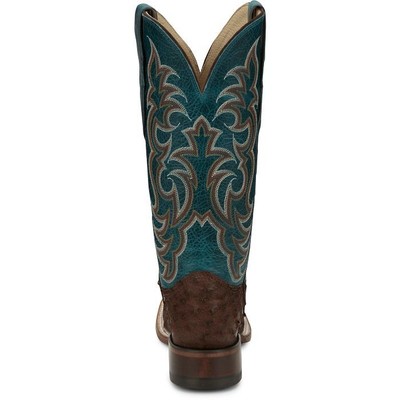 JUSTIN BOOTS JUSTIN WOMEN'S AQ8651 COWGAL 13" BROWN FULL QUILL OSTRICH SQ TOE WESTERN BOOTS