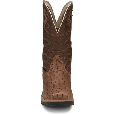 Pre-owned Justin Boots Justin Men's Se4839 Derrickman 12" Tan Waterproof Composite Toe Eh Work Boots In Caramel Croc Print (tan)