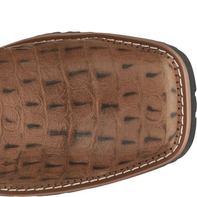Pre-owned Justin Boots Justin Men's Se4839 Derrickman 12" Tan Waterproof Composite Toe Eh Work Boots In Caramel Croc Print (tan)
