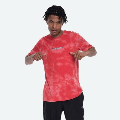

Футболка Champion Tie Dye Мужская красная спортивная одежда Футболка для активного отдыха Повседневный топ, Красный