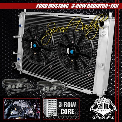 ПОЛНОСТЬЮ АЛЮМИНИЕВЫЙ 3-РЯДНЫЙ РАДИАТОР С СЕРДЕЧНИКОМ + 2X10 ЧЕРНЫХ ВЕНТИЛЯТОРА ОХЛАЖДЕНИЯ 97-04 FORD MUSTANG AT