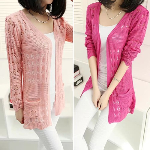 Hot-Women-Long-Sleeve-Hollow-Out-Cardigans-Sweater-Jacket-Coat-Outwear-Knitwear