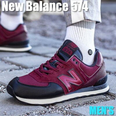 New Balance Men's ML574LHB Classic Shoe Black/Burgundy Iconic 574v2 Sneaker 11.5