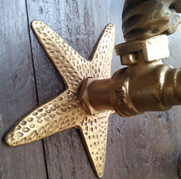 Brass Outside Tap Back Plate Garden STAR FISH Faucet Base Water Vintage Home eBay