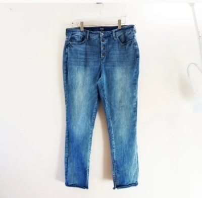NYDJ Alina Legging Size 14 Lift Tuck Button Fly Jeans 29'' Split Hem