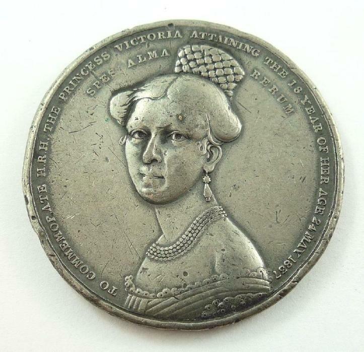 Rare HRH Princess Victoria 18 Year of Her Age 24 May, 1837 Medal by G.R. Collis