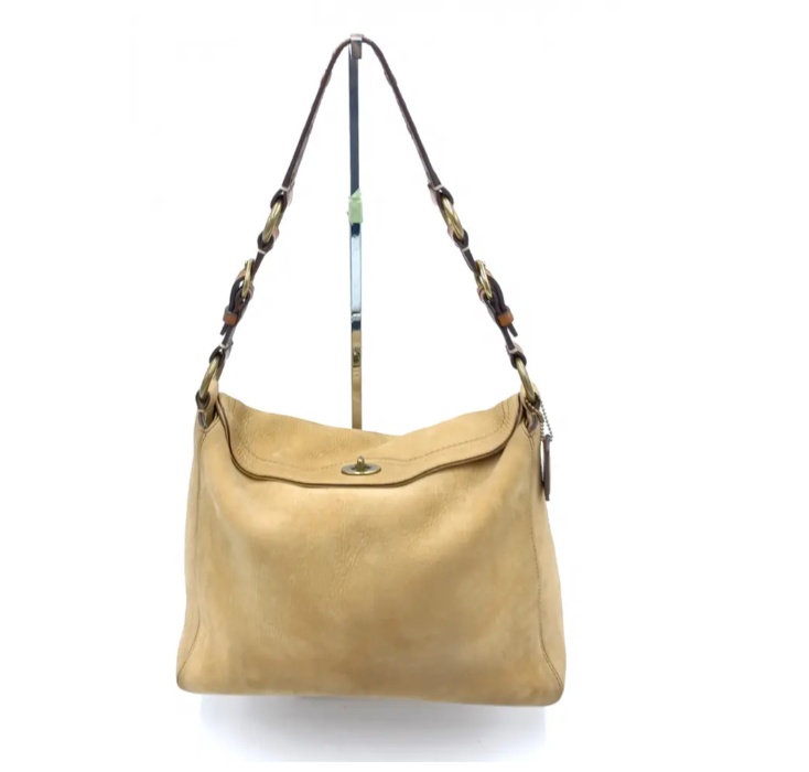 バッグ Old COACH turnlock yellow tan leather s-l400.jpg