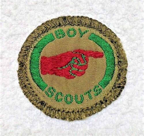 RED FINGER Boy Scout Pathfinder Prof. Badge WHITE back Large Green Stitching