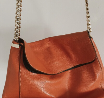 Simona Calla Red Shoulder Purse with Gold Chain