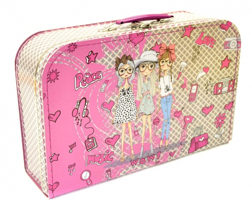 Pappkoffer Mädchen pink Spielzeugkoffer Kinderkoffer