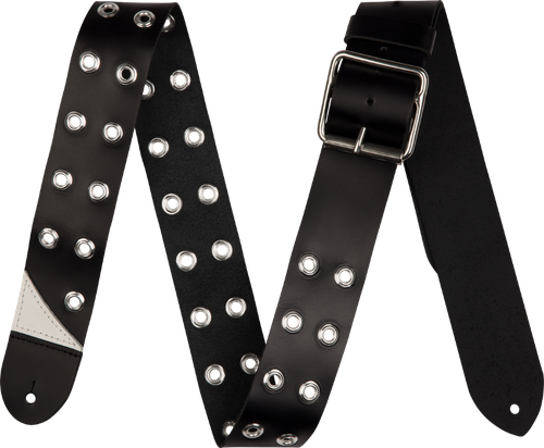 Jackson Grommet Leather Guitar Strap, Adjustable, Black, 2.5