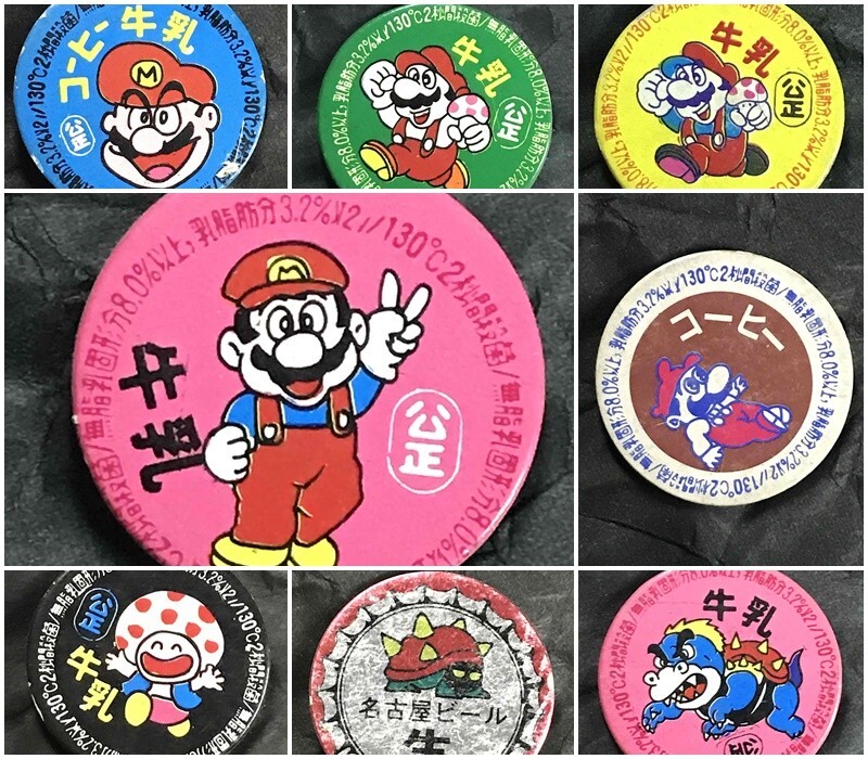 Super Mario Nintendo Vintage Showa Retro Pogs Menko Milk