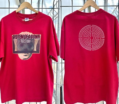 System Of A Down Question rare design 2 side Red T shirt classic NH11293