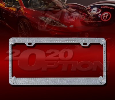 AUTO ICE BLING BLING DIE CAST ZINC CHROME FINISH LICENSE PLATE FRAME CAR TRUCK