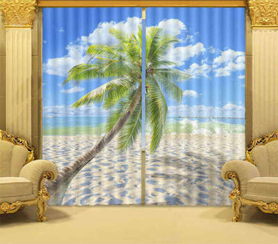 01 Brilliant Cocount 3D Curtain Blockout Photo Print Curtains Fabric Kids Window