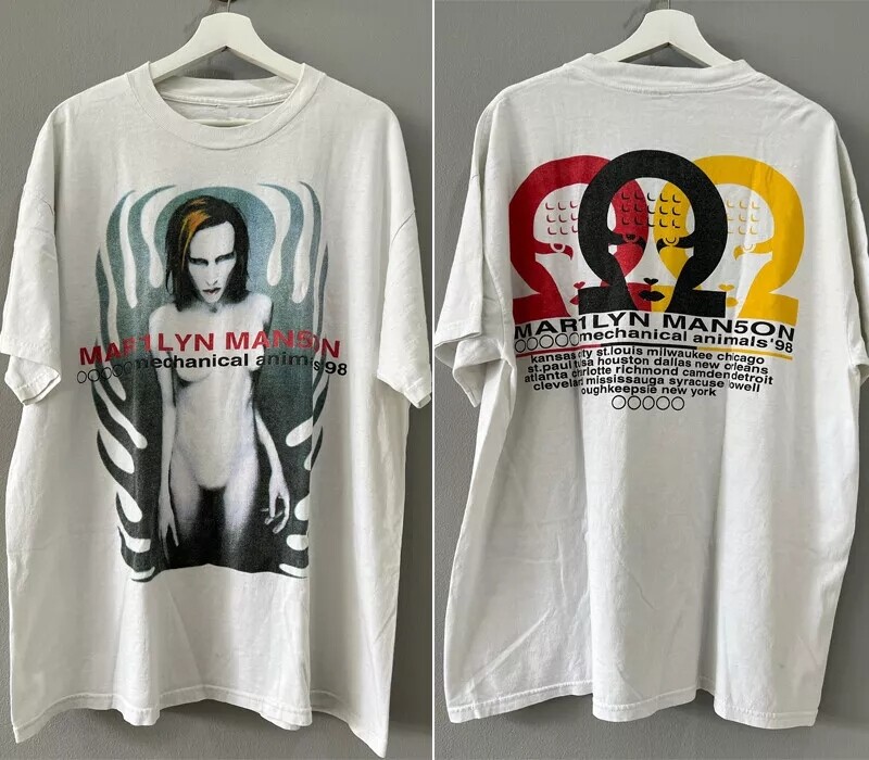 Marilyn Manson Mechanical Animals 98 2 Side White Unisex