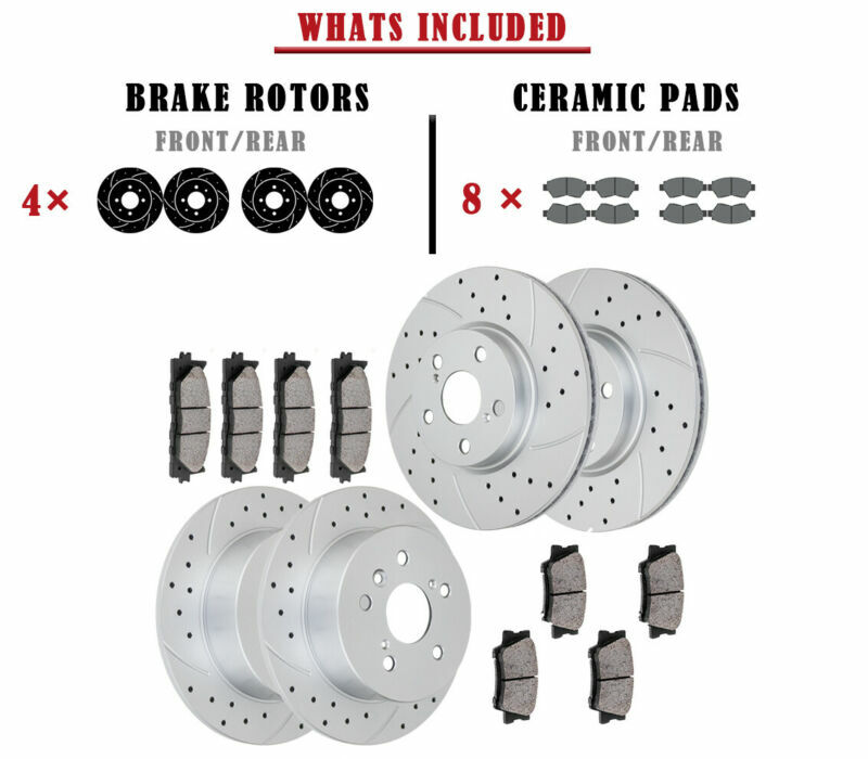 Front Rear Brake Rotors and Pads for Toyota Camry Avalon Lexus ES350 Brakes