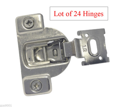 24 Face Frame Nickel Cabinet Hinges Euro Concealed 1/2'' Open 110 Degree 35mm Cup