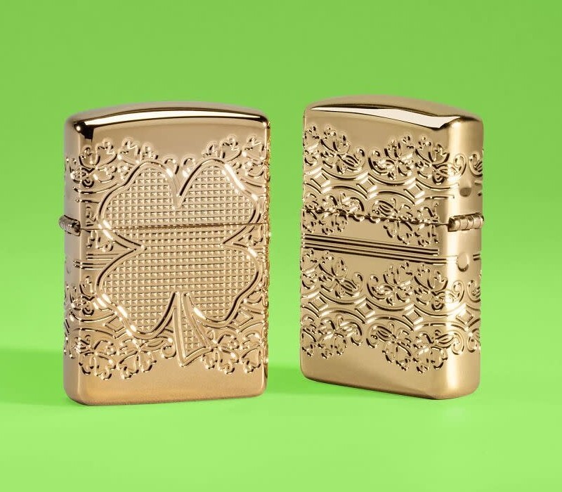 Zippo â Elegant Clover (Gold Plated - Armor 360Â°Multicut)