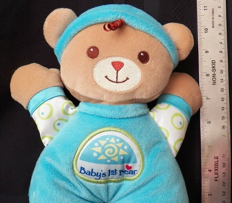 Fisher Price Brilliant Basics Babys 1st Doll Blue Bear Plush doll rattles toy