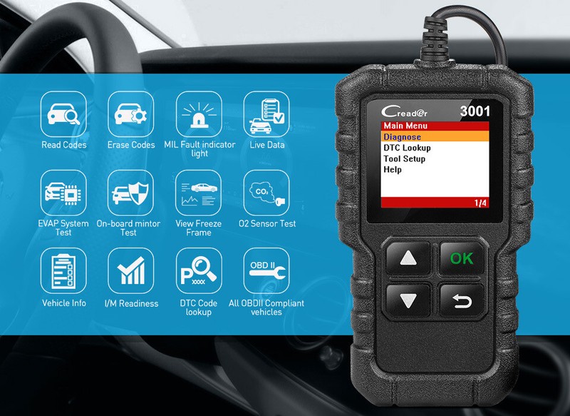 Fonctions De Diagnostic Obdii Eobd ComplÃ¨Tes Launch Cr3001 Multilingue 9-18v