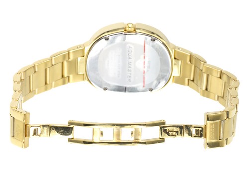 Pre-owned Aqua Master Ladies  Swiss Gold Symmetry Genuine (1.0 Ct) Diamond Watch W343 In Burly Wood