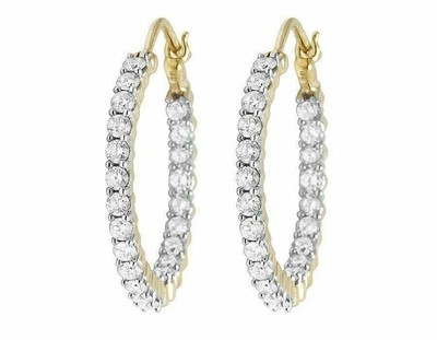 1.80 Ct Round Lab Created Diamond HoopHuggie Earrings 14k Yellow Gold Plated
