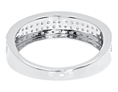 Pre-owned Jewelry Unlimited 10k White Gold Mens 6.5mm Pave Diamond Eternity Fashion Wedding Band Ring 0.4... In H-i
