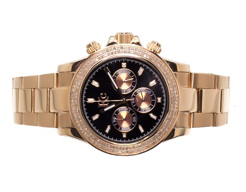 Pre-owned Techno Com By Kc Mens Ladies Rose Stainless Steel 41mm Techno Com Kc Daytona Diamond Watch 1ct In Tan