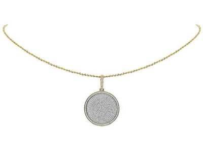Pre-owned Jewelry Unlimited Men's 10k Yellow Gold Round Medallion Real Diamond Charm Pendant 1 Ct 1.6" In I-j