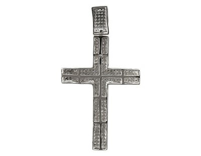 Pre-owned Jewelry Unlimited Mens 10k White Gold Puff Pave Genuine Diamond Cross Charm Pendant 2.5" 3/4 Ct In H-i