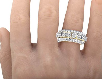 Pre-owned Jewelry Unlimited 10k Yellow Gold Real Diamond Cluster Wedding Band Ring 2.4 Ct 11mm In G-h