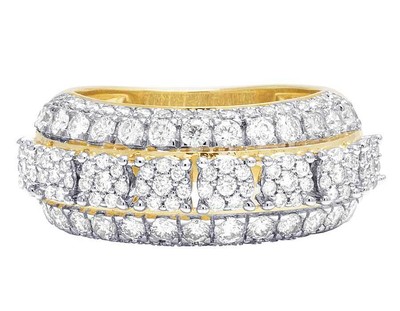 Pre-owned Jewelry Unlimited 10k Yellow Gold Real Diamond Cluster Wedding Band Ring 2.4 Ct 11mm In G-h