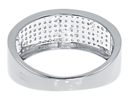 Pre-owned Jewelry Unlimited 10k White Gold Mens 6 Row Pave Genuine Diamond 9mm Fashion Band Ring (0.60 Ct) In H-i