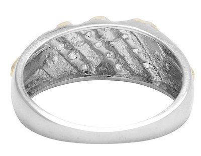 Pre-owned Jewelry Unlimited Men's 10k Two Tone Genuine Diamond Three Row Channel Wedding Band Ring .50ct 9mm In I-j