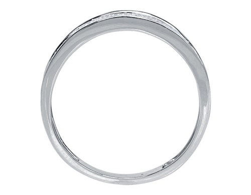 Pre-owned Jewelry Unlimited 10k White Gold Mens Three Row Pave Round Diamond 4.5mm Fashion Band Ring 0.25 Ct