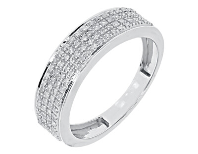 Pre-owned Jewelry Unlimited 10k White Gold Mens 6.5mm Pave Diamond Eternity Fashion Wedding Band Ring 0.4... In H-i