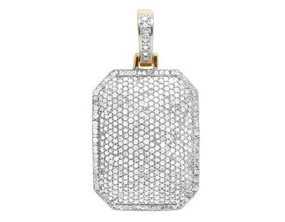 Pre-owned Jewelry Unlimited Men's 10k Yellow Gold Iced Dome Pillow Real Diamond Charm Pendant .70ct 1.1" In I-j