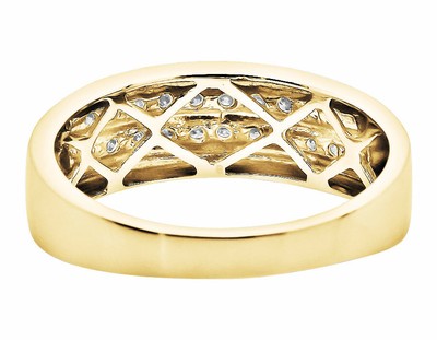 Pre-owned Jewelry Unlimited Men's Solid 10k Yellow Gold 2 Rows Round Cut Diamond Wedding Ring Band 0.25ct