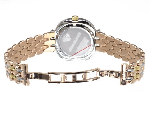 Pre-owned Aqua Master Ladies  Tri Color Stainless Steel Genuine (.85ct) Diamond Watch W342 In Tan